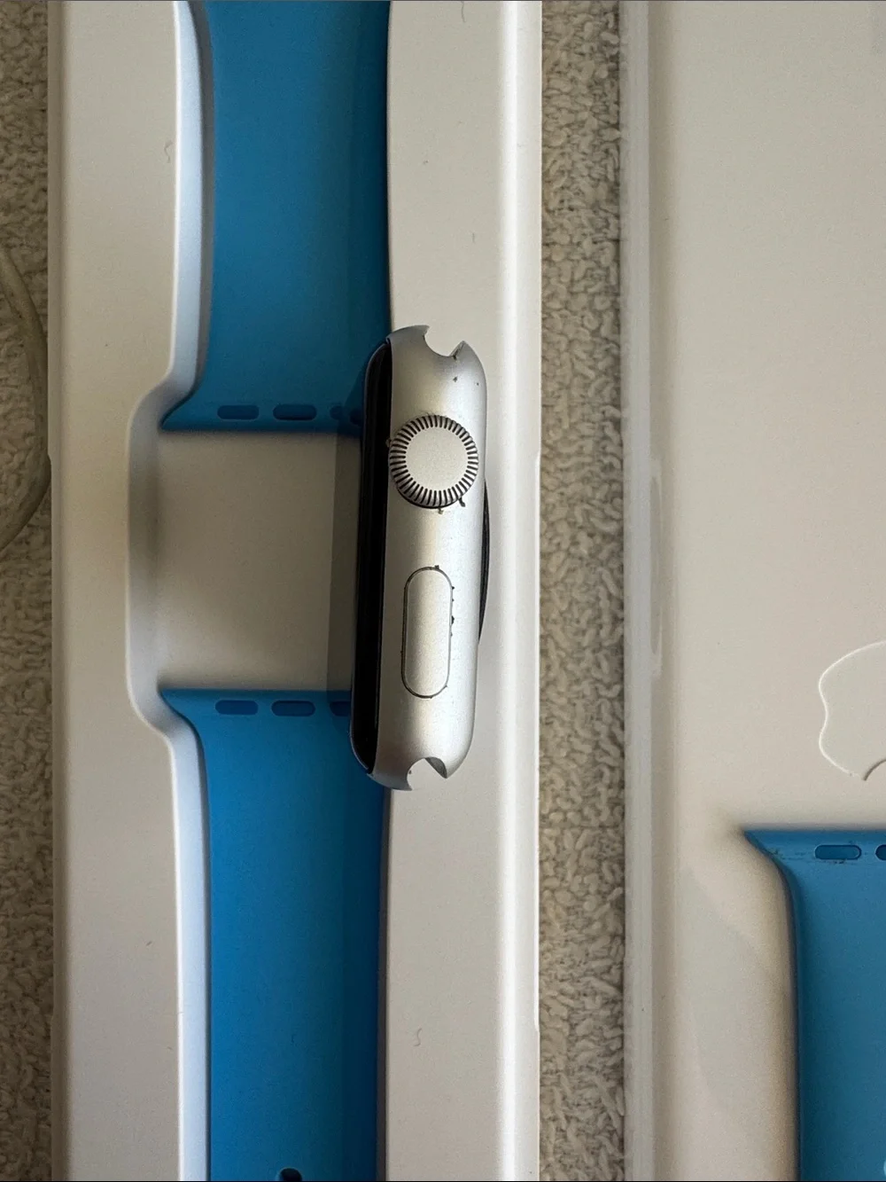 Apple Watch Series 3 with Bright Blue Sport Band Magnetic Charger and Case
